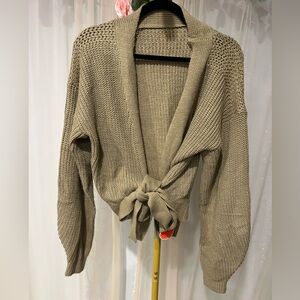 Cider Tan Knit Tie-Front Cardigan